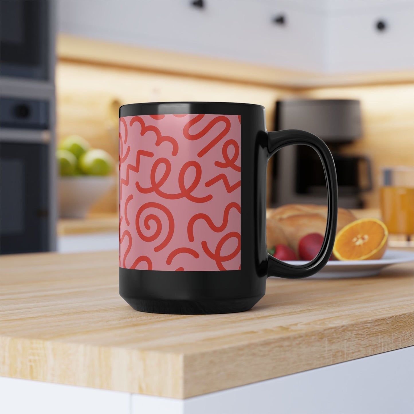 Mug Red Candy Swirls 15 oz — Black