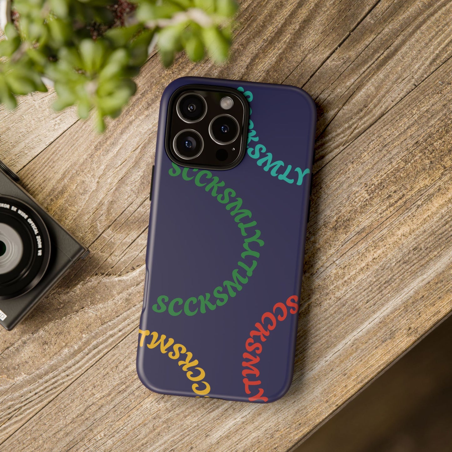 Y2K Wavy Script Tough Case for Apple- Navy Blue