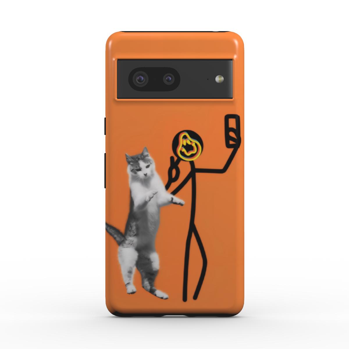 Creamy Orange Cheesing with my Cat Tough Phone Case For Google Pixel 10, 10 pro & 10 pro XL