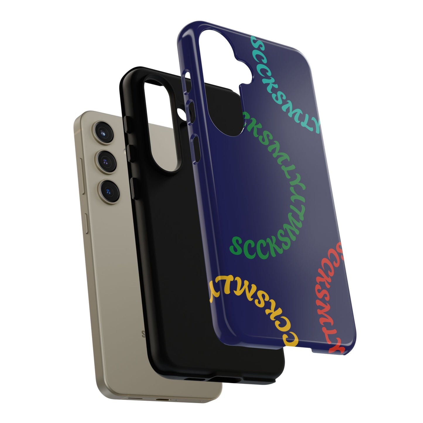 Y2K Wavy Script Tough Case for Samsung- Navy Blue