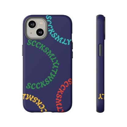 Y2K Wavy Script Tough Case for Apple- Navy Blue