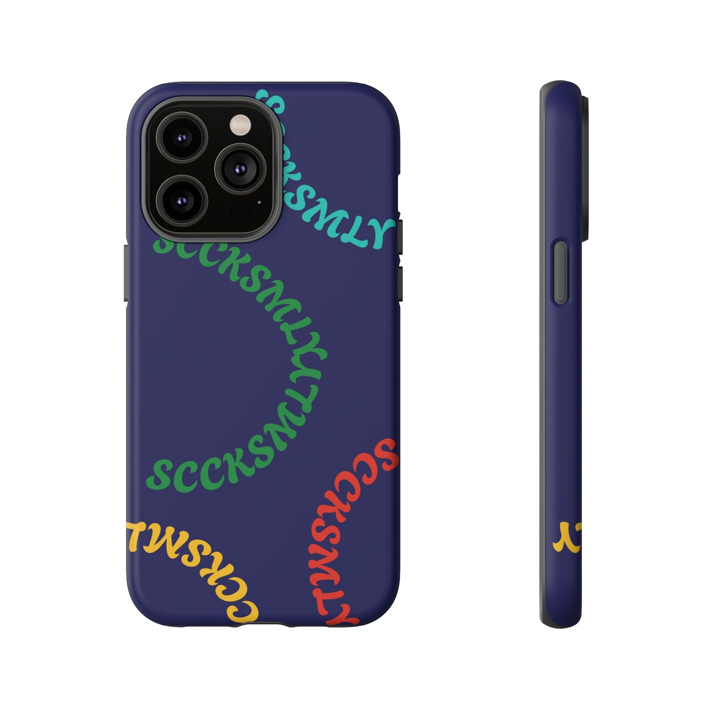 Y2K Wavy Script Tough Case for Apple- Navy Blue