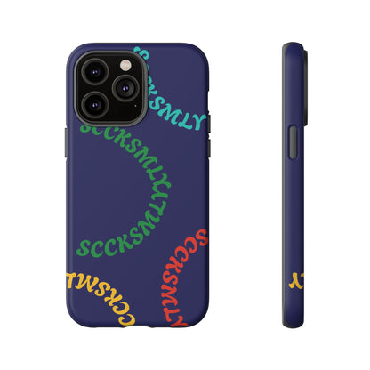Y2K Wavy Script Tough Case for Apple- Navy Blue