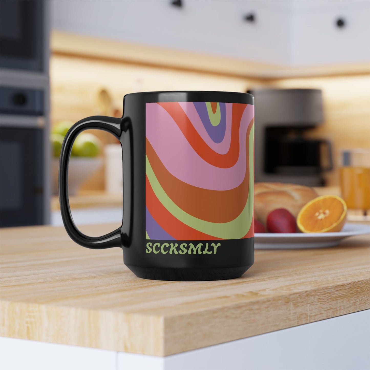 Mug Curvy Swirl 15 oz — Black