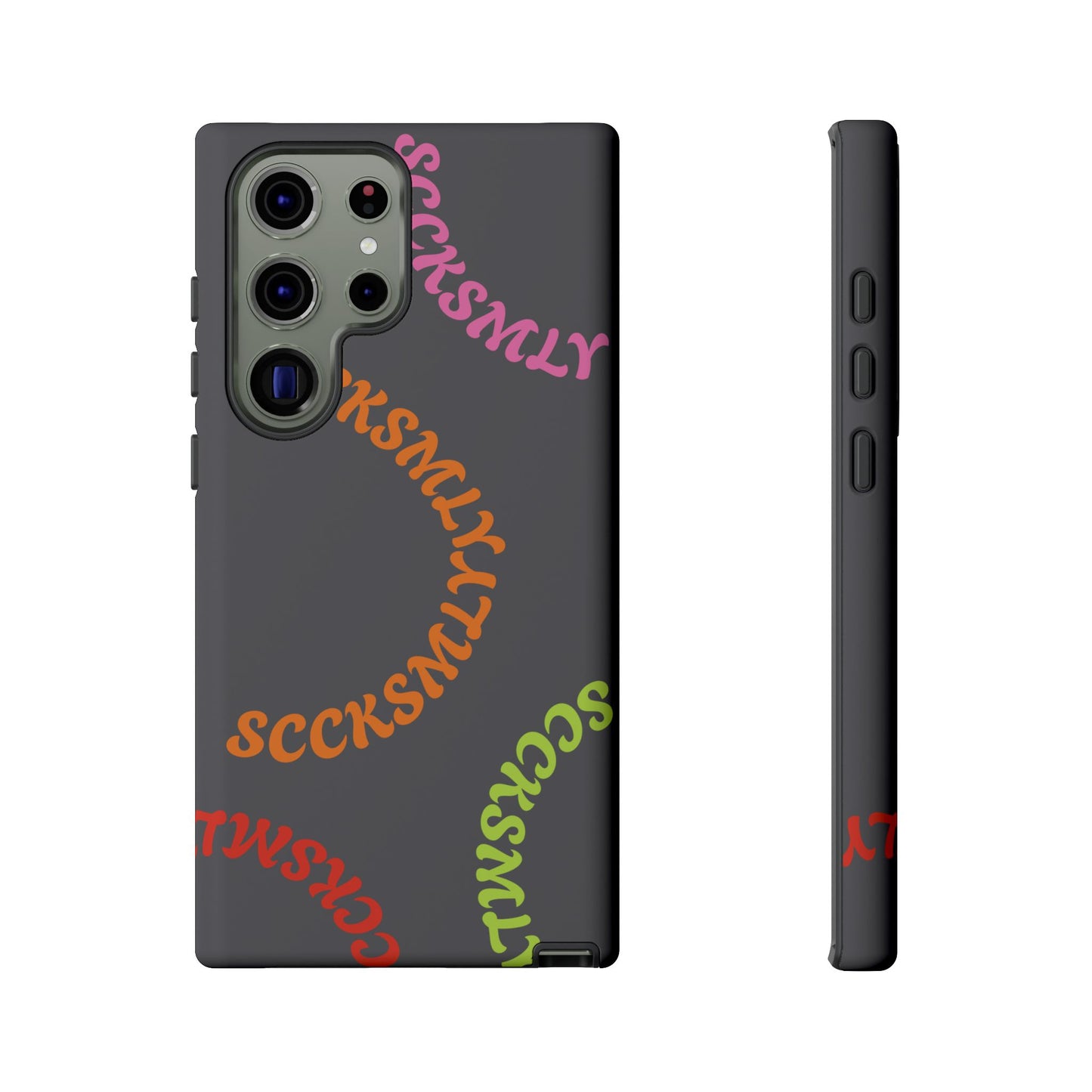 Y2K Wavy Script Tough Case for Samsung- Gray