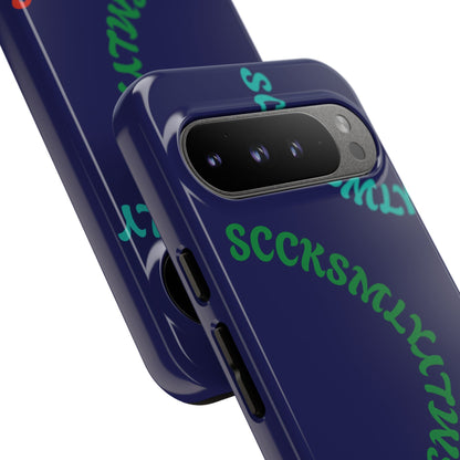 Y2K Wavy Script Tough Case for Google Pixel- Navy Blue