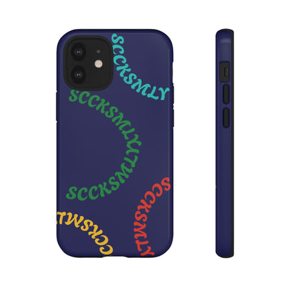 Y2K Wavy Script Tough Case for Apple- Navy Blue