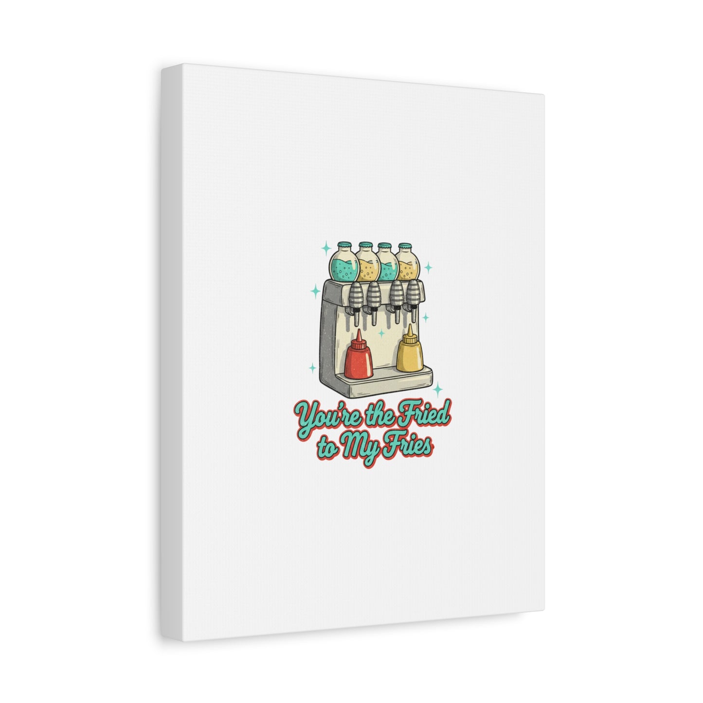 You’re the Fried to My Fries Canvas | Retro Diner Matchbook, Pantry Label Art