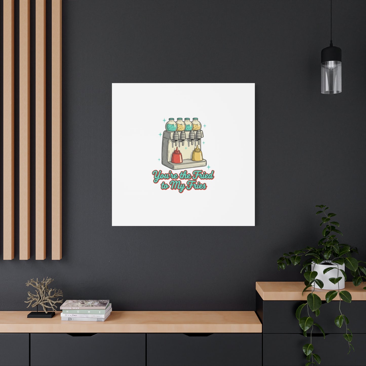 You’re the Fried to My Fries Canvas | Retro Diner Matchbook, Pantry Label Art