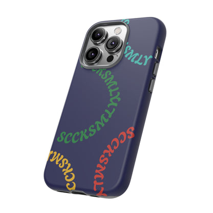 Y2K Wavy Script Tough Case for Apple- Navy Blue