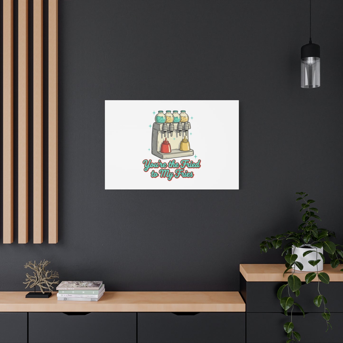 You’re the Fried to My Fries Canvas | Retro Diner Matchbook, Pantry Label Art