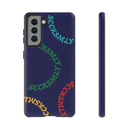 Y2K Wavy Script Tough Case for Samsung- Navy Blue