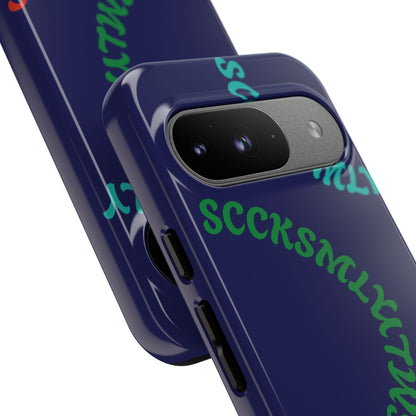 Y2K Wavy Script Tough Case for Google Pixel- Navy Blue
