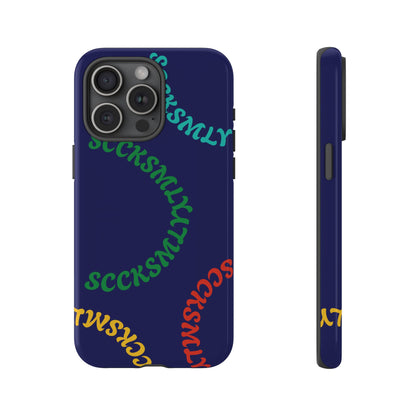 Y2K Wavy Script Tough Case for Apple- Navy Blue