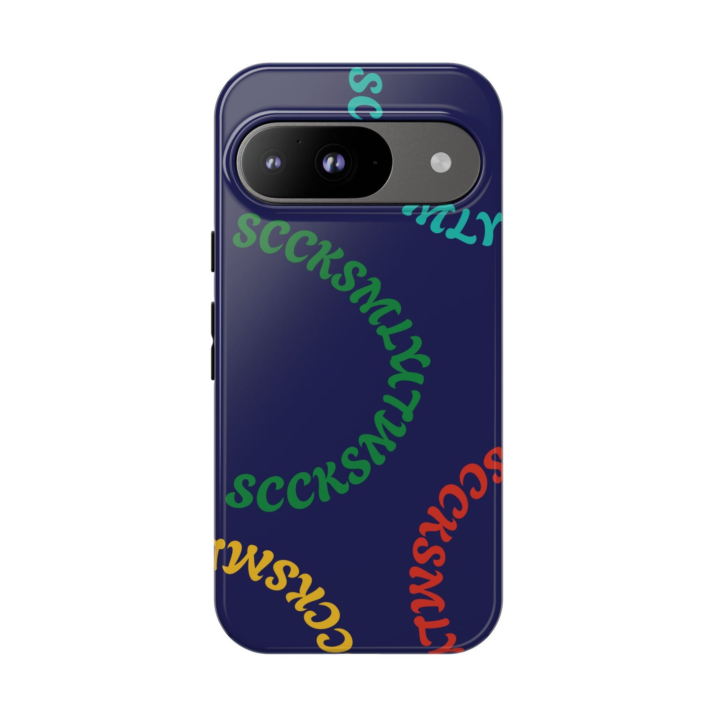 Y2K Wavy Script Tough Case for Google Pixel- Navy Blue