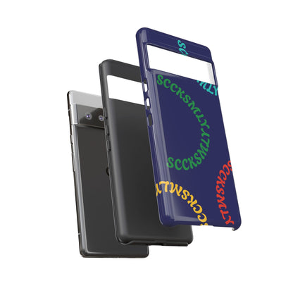 Y2K Wavy Script Tough Case for Google Pixel- Navy Blue