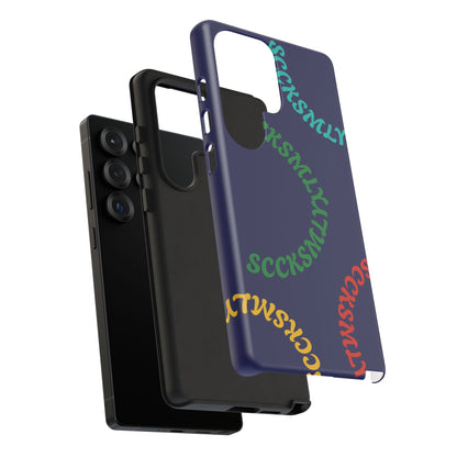 Y2K Wavy Script Tough Case for Samsung- Navy Blue