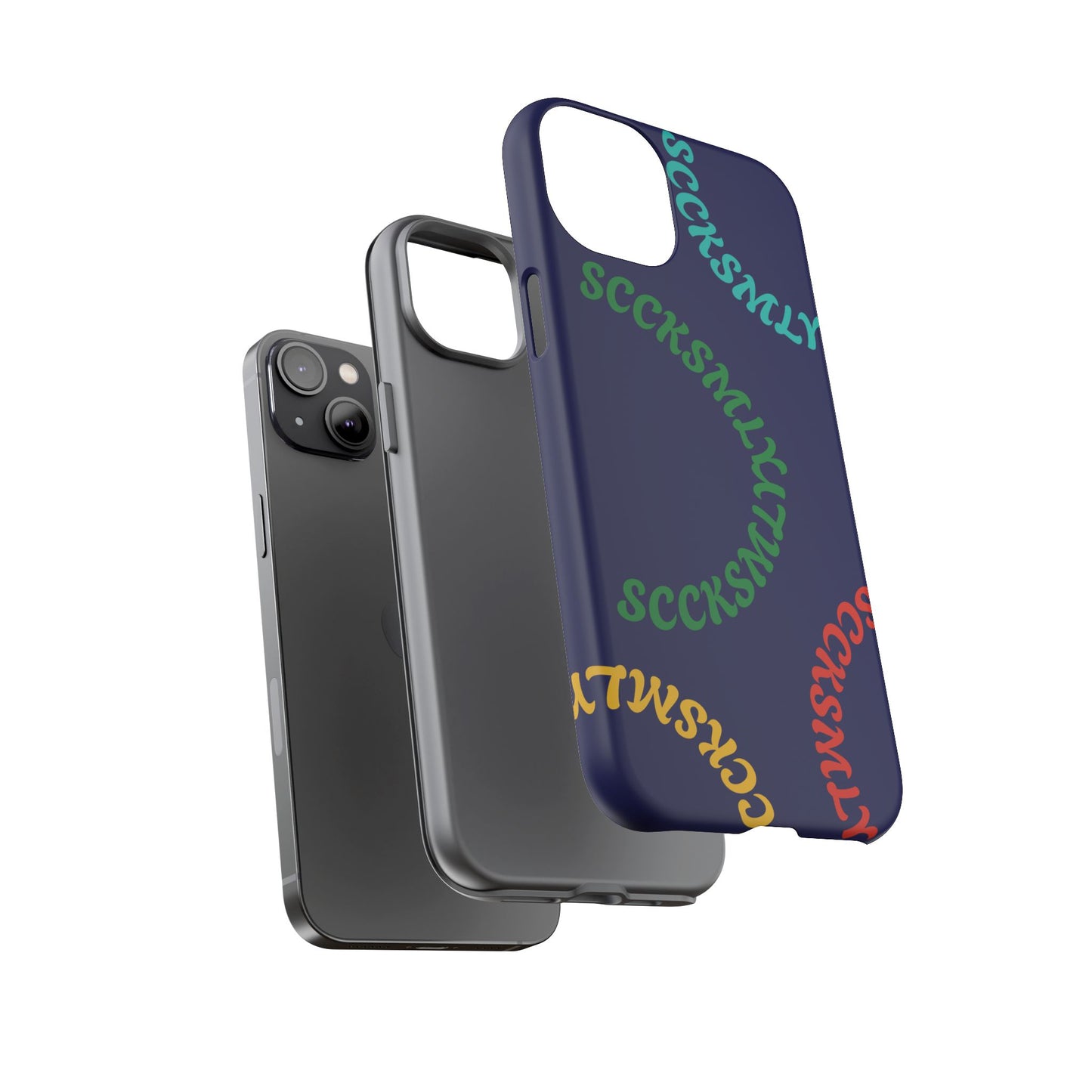 Y2K Wavy Script Tough Case for Apple- Navy Blue