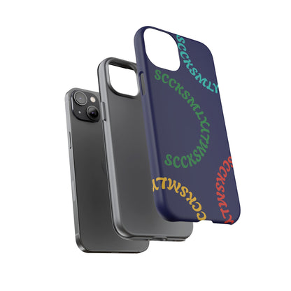 Y2K Wavy Script Tough Case for Apple- Navy Blue
