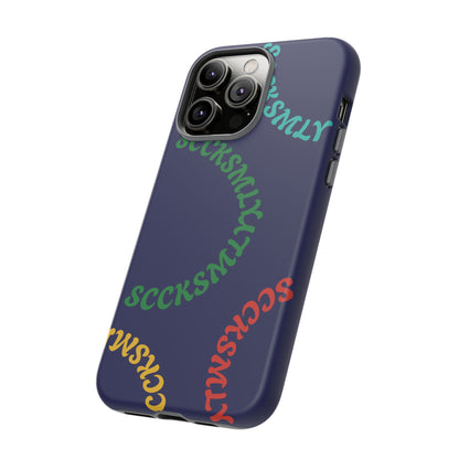 Y2K Wavy Script Tough Case for Apple- Navy Blue