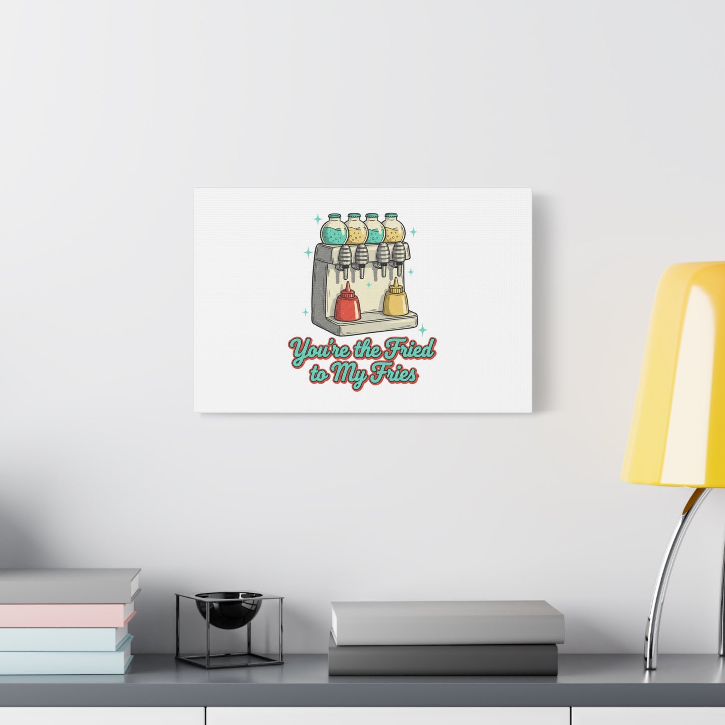 You’re the Fried to My Fries Canvas | Retro Diner Matchbook, Pantry Label Art