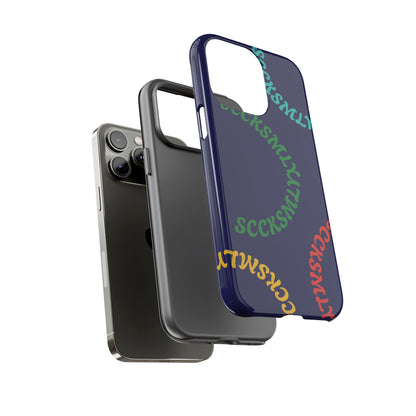 Y2K Wavy Script Tough Case for Apple- Navy Blue