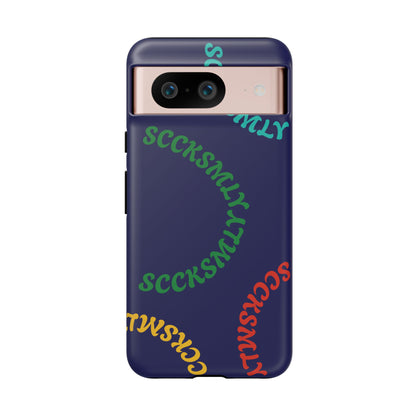 Y2K Wavy Script Tough Case for Google Pixel- Navy Blue