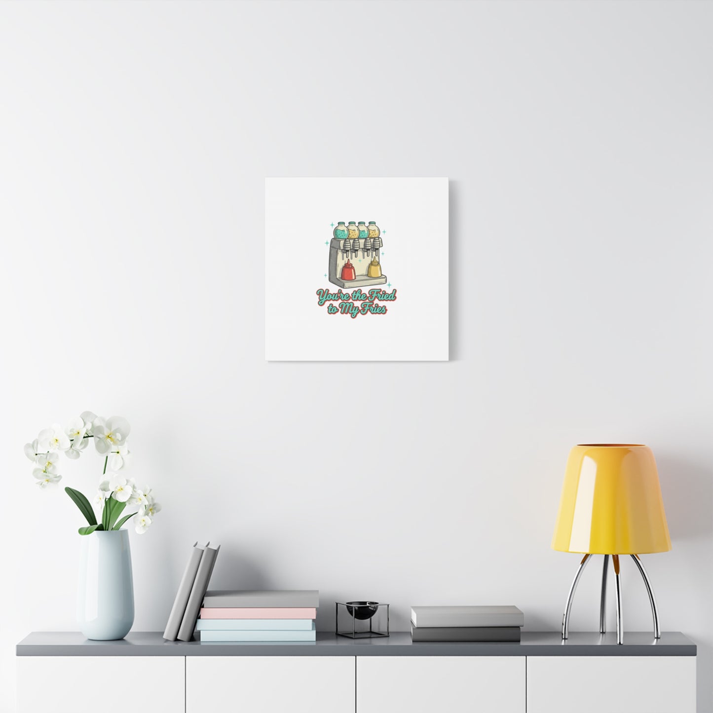 You’re the Fried to My Fries Canvas | Retro Diner Matchbook, Pantry Label Art