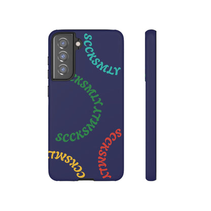 Y2K Wavy Script Tough Case for Samsung- Navy Blue