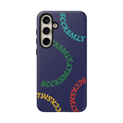 Y2K Wavy Script Tough Case for Samsung- Navy Blue