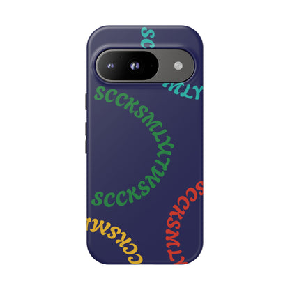 Y2K Wavy Script Tough Case for Google Pixel- Navy Blue