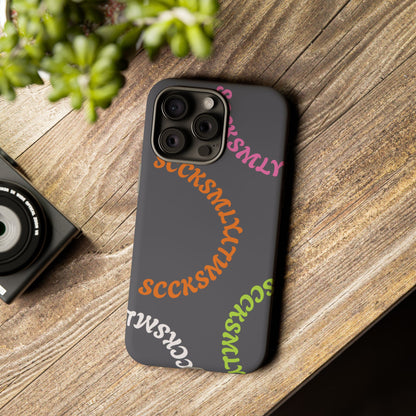Y2K Wavy Script Tough Case for Apple- Gray