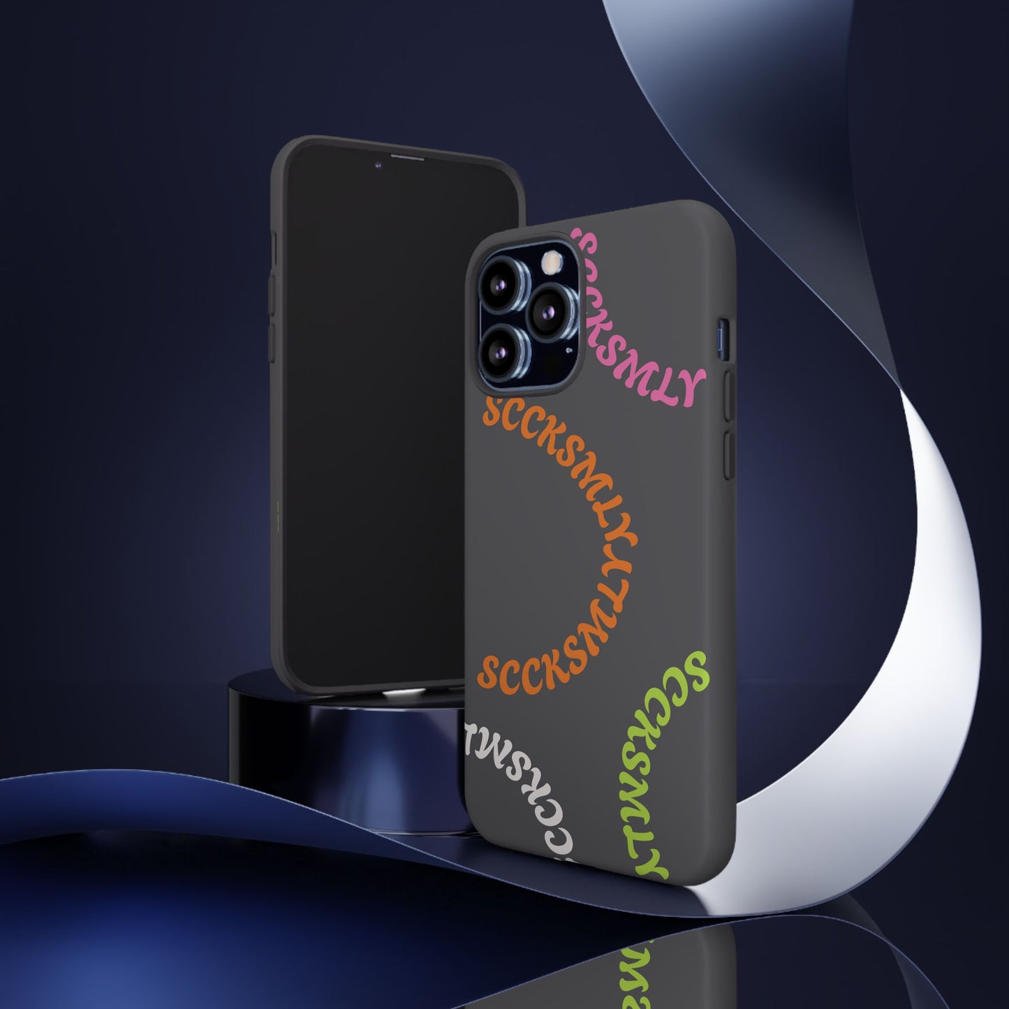 Y2K Wavy Script Tough Case for Apple- Gray