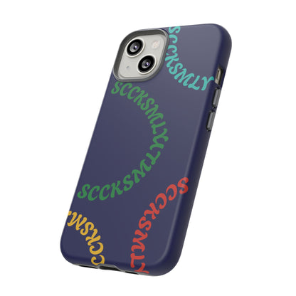 Y2K Wavy Script Tough Case for Apple- Navy Blue