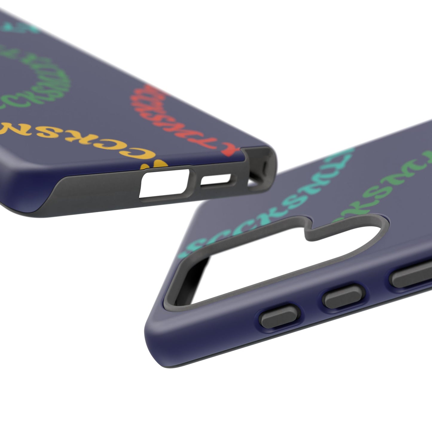 Y2K Wavy Script Tough Case for Samsung- Navy Blue
