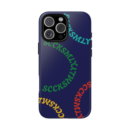 Y2K Wavy Script Tough Case for Apple- Navy Blue
