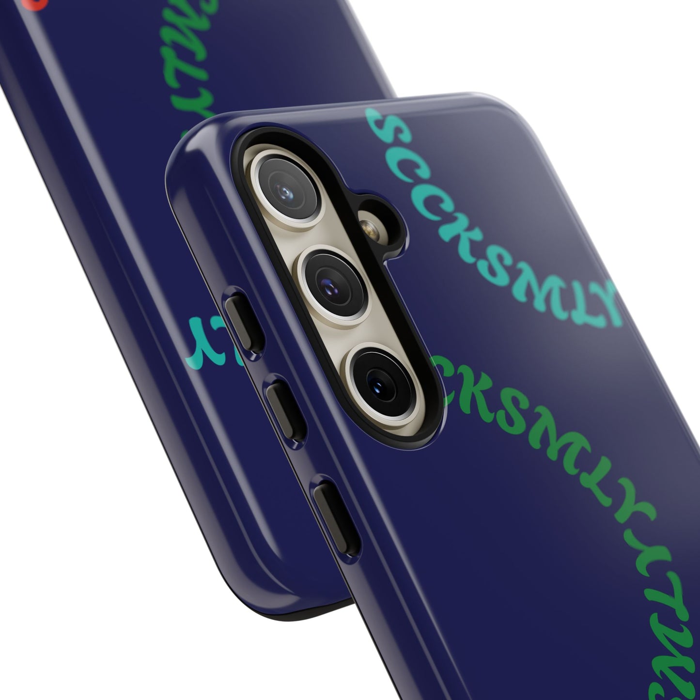 Y2K Wavy Script Tough Case for Samsung- Navy Blue