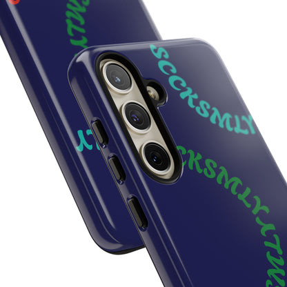 Y2K Wavy Script Tough Case for Samsung- Navy Blue