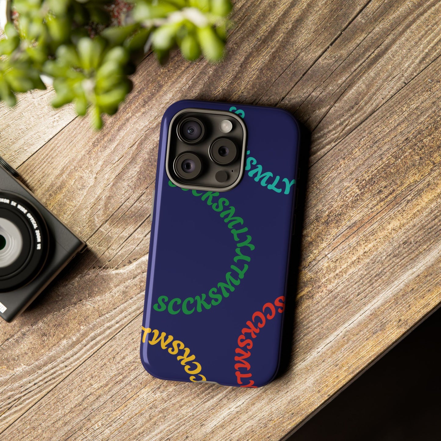 Y2K Wavy Script Tough Case for Apple- Navy Blue