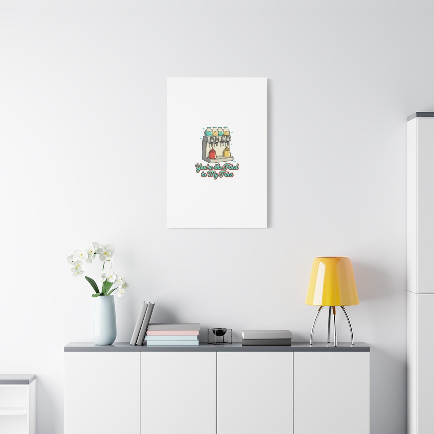 You’re the Fried to My Fries Canvas | Retro Diner Matchbook, Pantry Label Art
