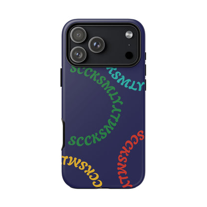 Y2K Wavy Script Tough Case for Apple- Navy Blue