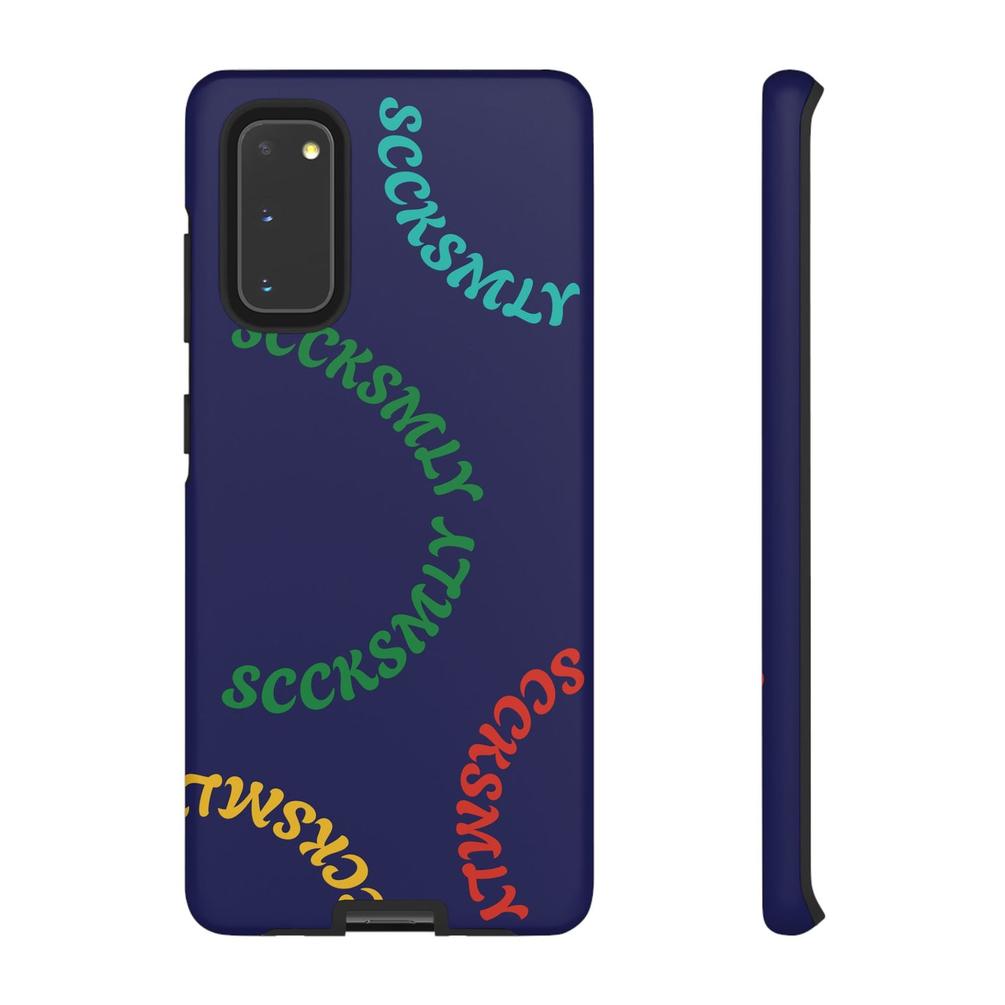 Y2K Wavy Script Tough Case for Samsung- Navy Blue