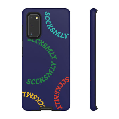 Y2K Wavy Script Tough Case for Samsung- Navy Blue