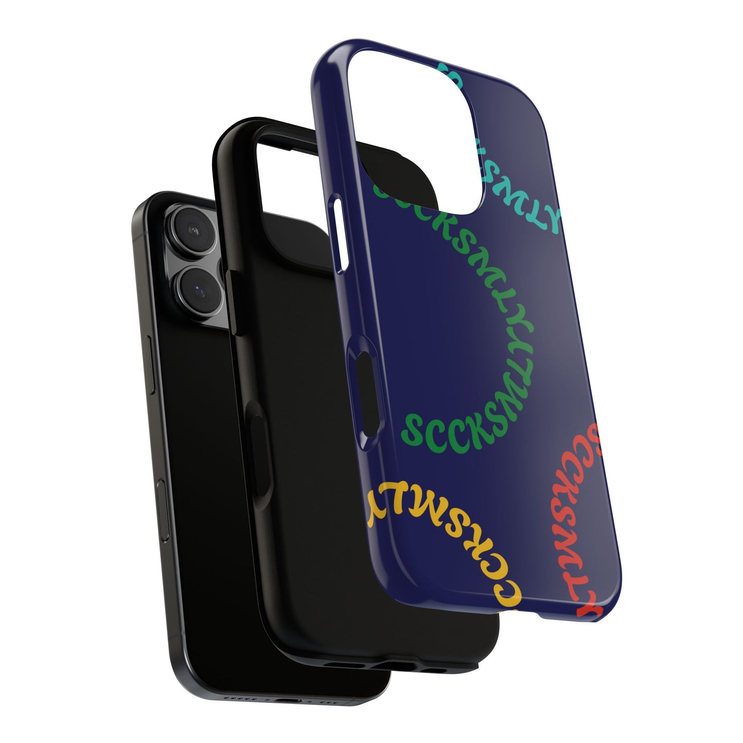 Y2K Wavy Script Tough Case for Apple- Navy Blue