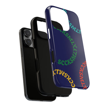 Y2K Wavy Script Tough Case for Apple- Navy Blue