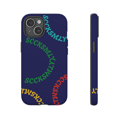 Y2K Wavy Script Tough Case for Apple- Navy Blue