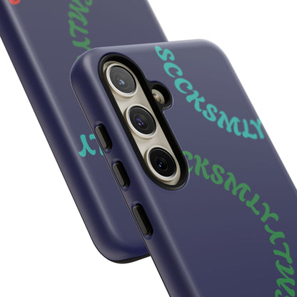 Y2K Wavy Script Tough Case for Samsung- Navy Blue