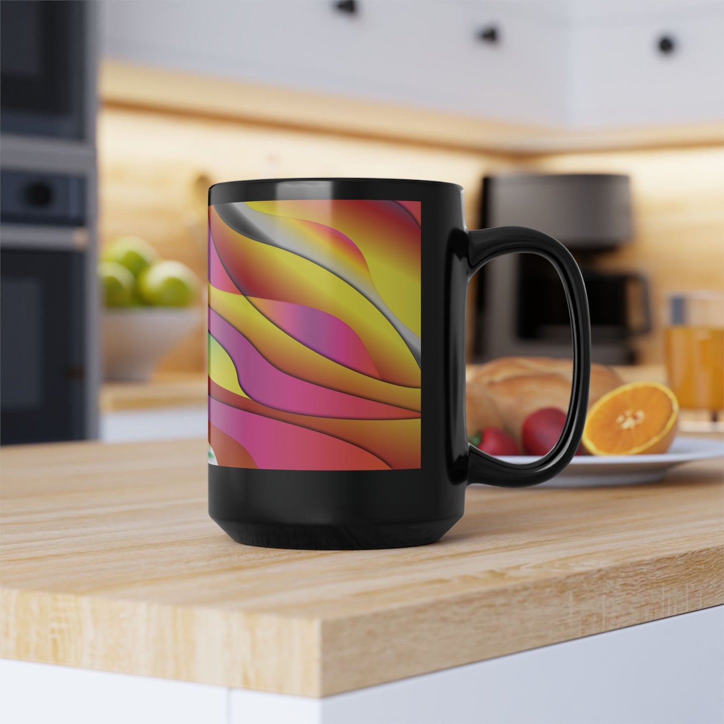 Mug Modern Retro Rainbow 15oz — Black