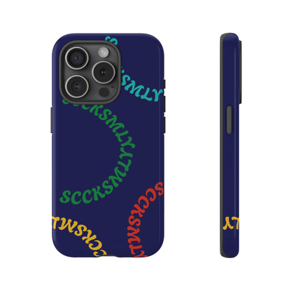 Y2K Wavy Script Tough Case for Apple- Navy Blue