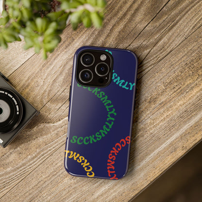 Y2K Wavy Script Tough Case for Apple- Navy Blue